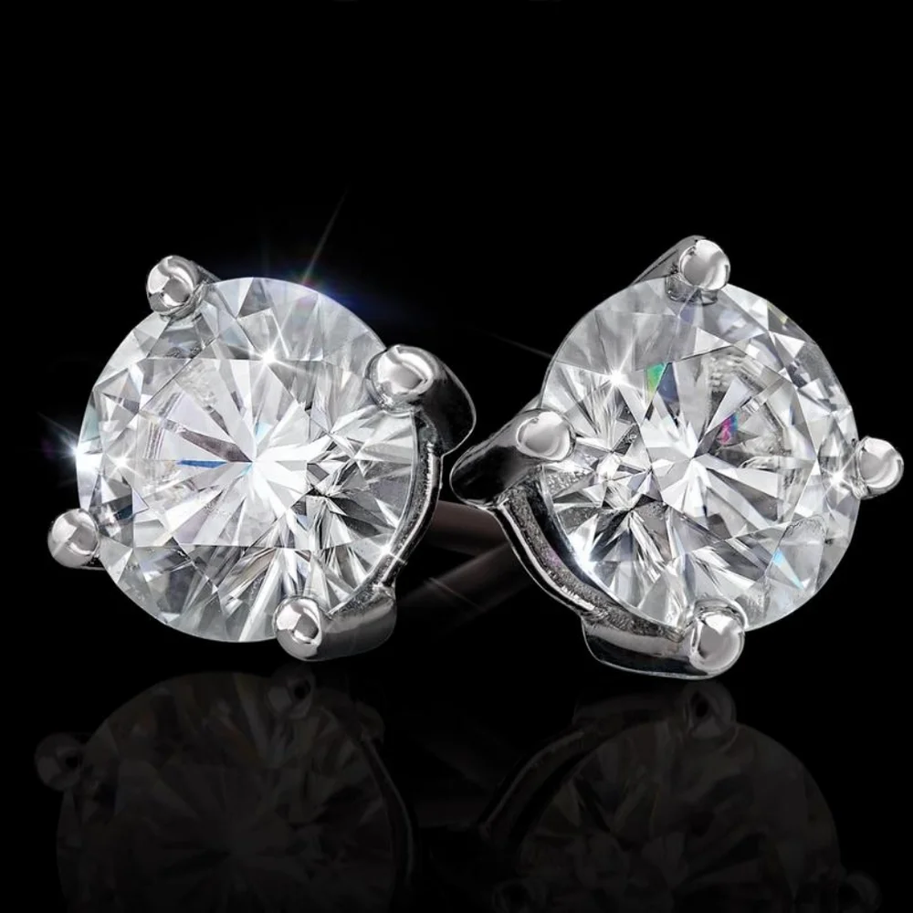Sterling sliver Stater DiamondAura 1.00 carat earrings - Picture 2 of 4